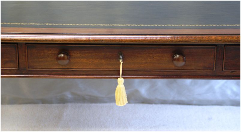 3030 Antique Large  Mahogany Library Table Drawer Detail